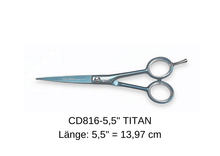 Lade das Bild in den Galerie-Viewer, Solinger Friseurschere CD816-5,5 Titan 5,5" in moderner Verpackung von Weltmeister®