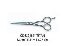 Lade das Bild in den Galerie-Viewer, Solinger Friseurschere CD816-5,5 Titan 5,5&quot; in moderner Verpackung von Weltmeister®
